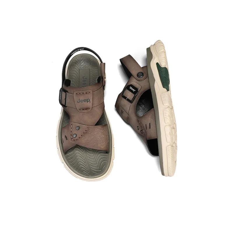 Jeep Beach Sandals Men Dark Brown/Light Gray-9