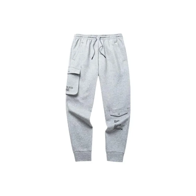 ANTA Basketball Collection Knitted Sweatpants Men Gray Heather Gray-0