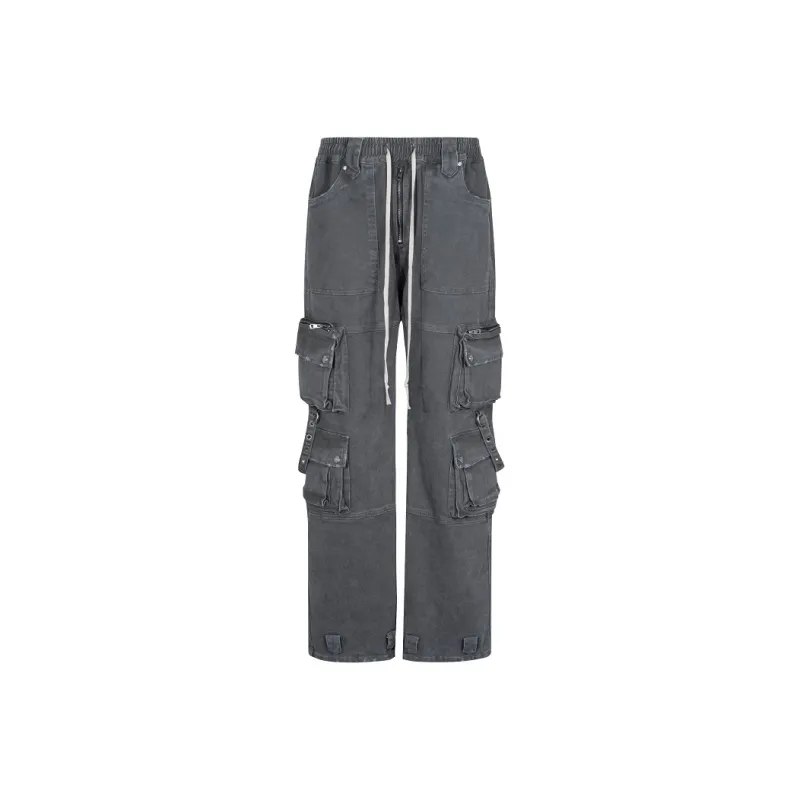 Merge Lab. Cargo Pants Unisex Washed Black Gray-0