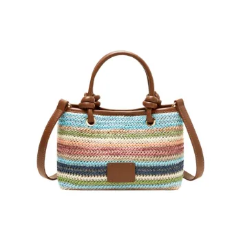 15 MINS Fabric, Synthetic Leather Handbag Small Size Women's Rainbow