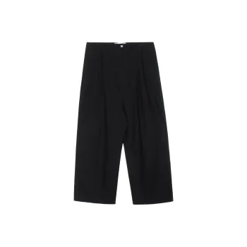 LOEWE Single Pleat Loose Fit Wide Leg Wool Trousers