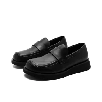 WEISHIBANGWEI Loafers Medium Heel Men's Black