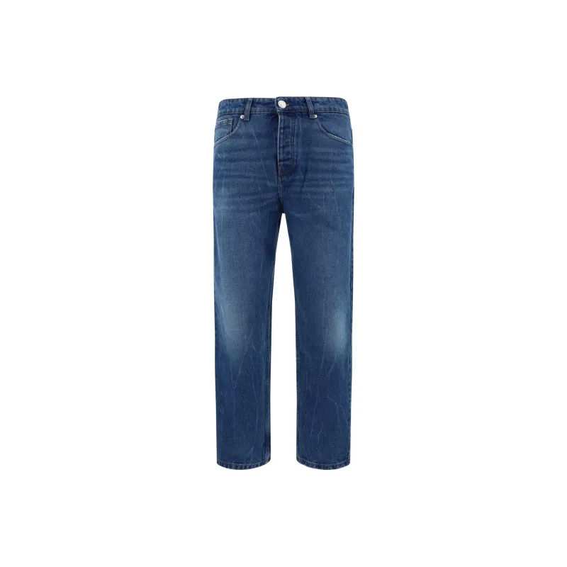 Ami Paris Logo Patch Straight Leg Jeans-0