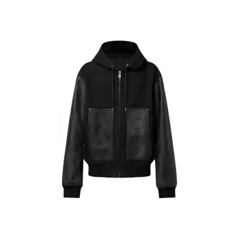 LOUIS VUITTON Blouson Aus Leder Mit Kapuze Jackets Coats Men's Black
