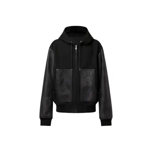 LOUIS VUITTON Blouson Aus Leder Mit Kapuze Jackets Coats Men's Black