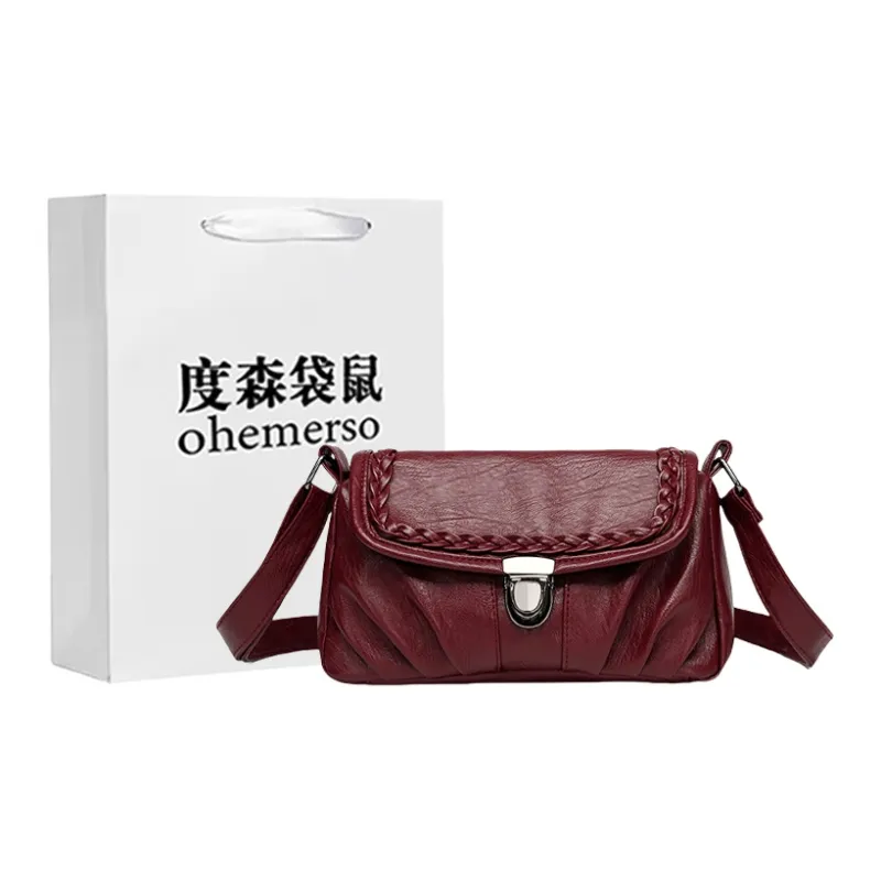 Dusen Kangaroo PU Crossbody Bag Women's Black/Burgundy/Dark Brown/Blue-1