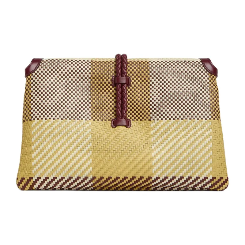 Bottega Veneta Sheepskin Shoulder Bag Women's Sea Salt Color & Burgundy-2