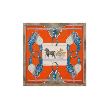 HERMES Silk Scarves Unisex Orange Red