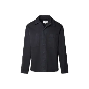 MM6 Maison Margiela Logo Embroidered Frayed Edge Overshirt