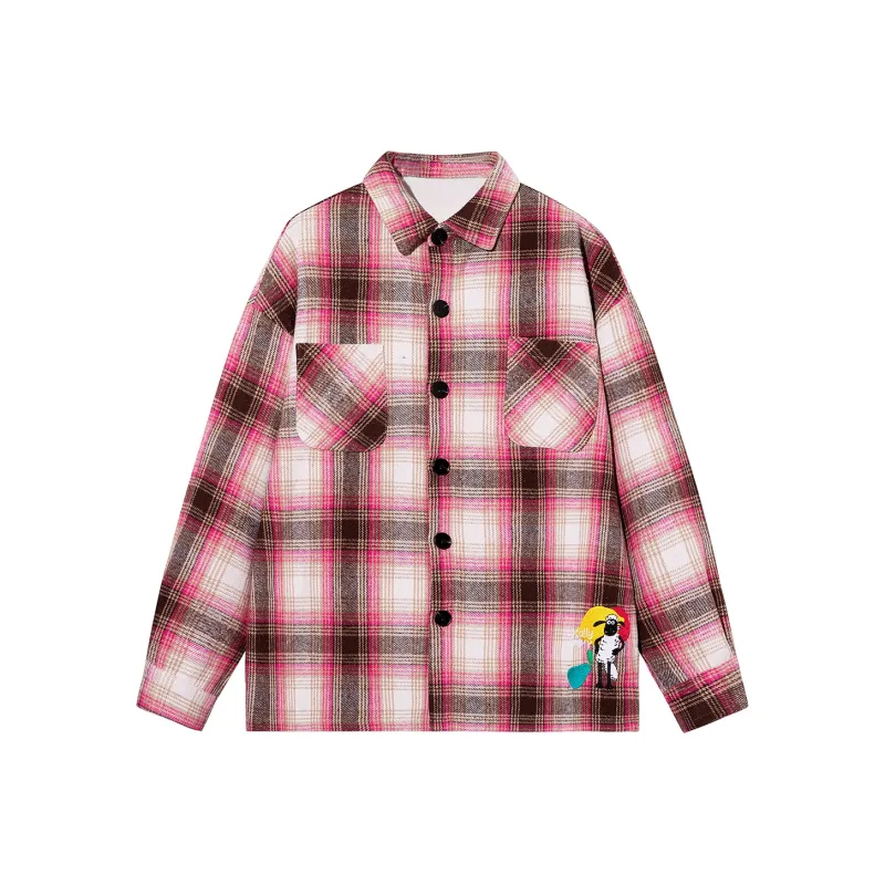 SHAUN THE SHEEP Jackets & Coats Unisex Rose Red Plaid-0