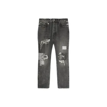 PALM ANGELS Ripped Detailed Straight Leg Jeans
