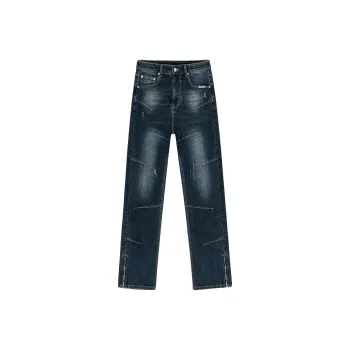 XINYINSU Jeans Unisex Washed Dark Blue