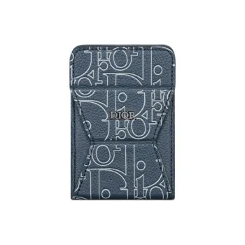 DIOR Cow Leather Card Holder Men's Marine Blue