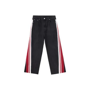 ZENGZHI Jeans Unisex Black Red
