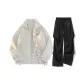 Khaki+Black[Reversible Small Floral Clothing Sets]