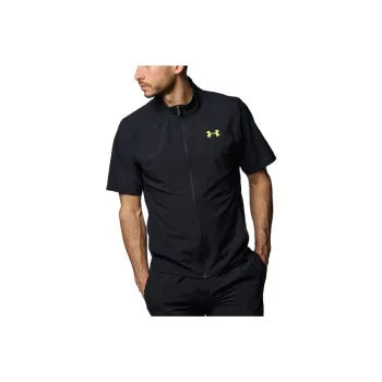 Under Armour Woven Collection UA Fresh Woven Short Sleeve Full Zip Jackets Coats Men's Black