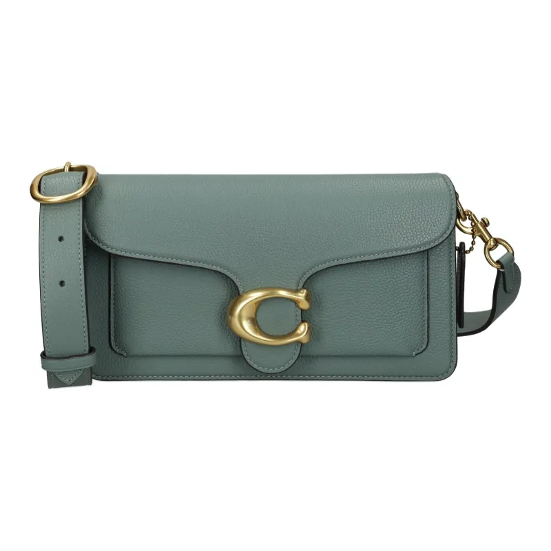 COACH Leather Shoulder Bag Medium Size Women's Blue Green-1