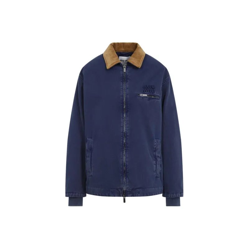 MIU MIU Logo Detailed Zipped Jacket-0
