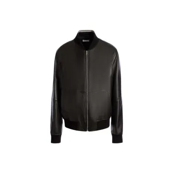 BALLY Rib trimmed Leather Bomber Jacket