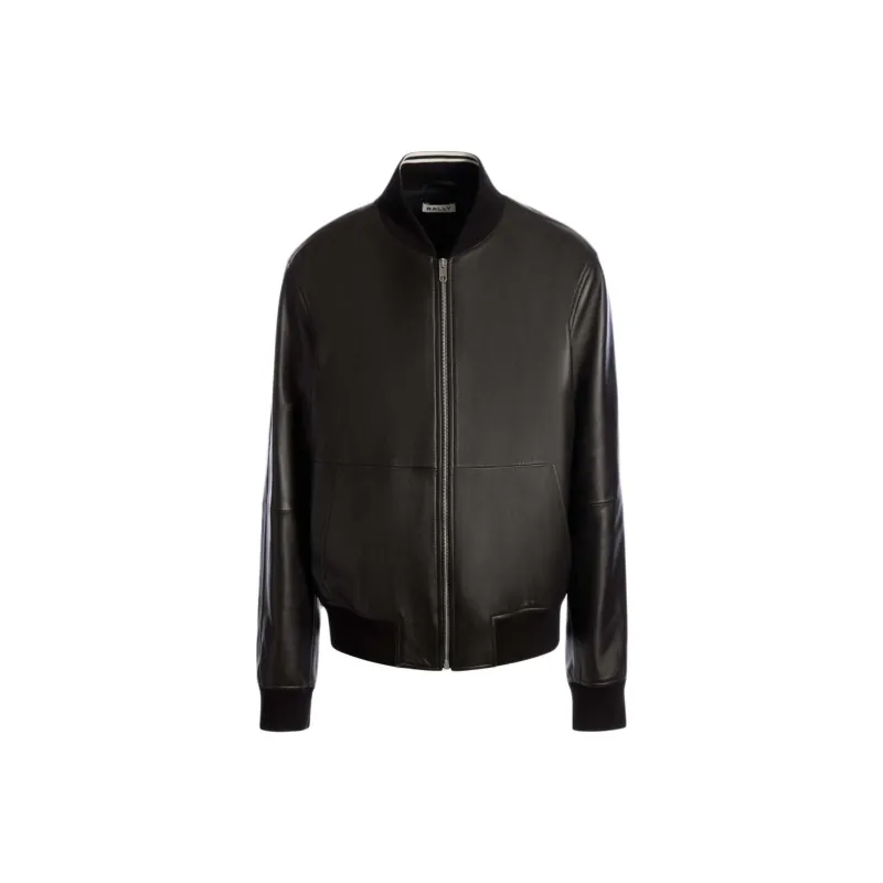 BALLY Rib trimmed Leather Bomber Jacket-0