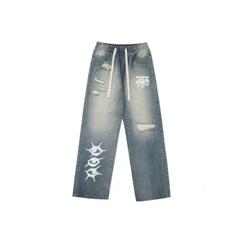 BOS BEAR BOSHIXIONG Jeans Unisex Washed Blue