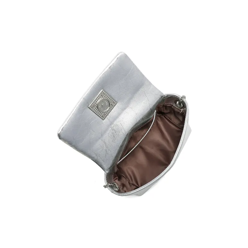 PT'SON Cow Leather Underarm Shoulder Bag, Crossbody Bag Trumpets Women's Silver-7