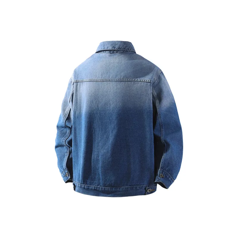 PIERRE CARDIN Denim Jacket Men's Gradient Blue Sky And White Clouds-1