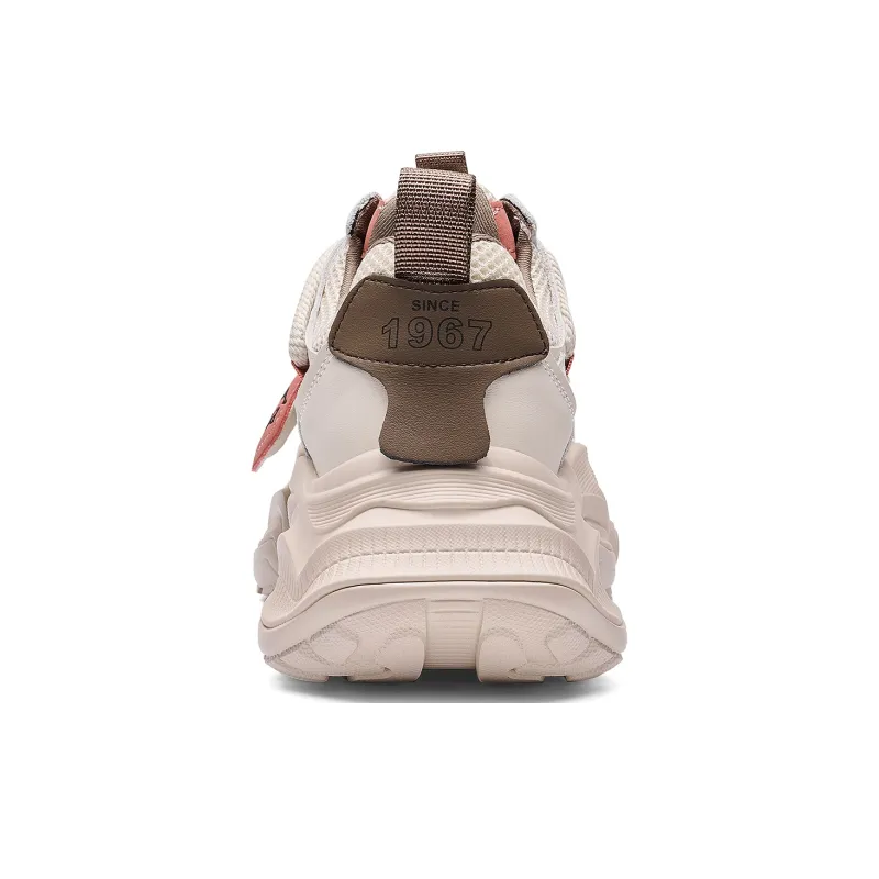 Kappa Back to Back Anti Slip And Wear Resistant Height Increasing Low Top Chunky Sneakers Women's Gray Khaki-4