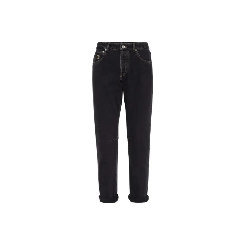 Brunello Cucinelli Logo Detailed Slim Jeans-0