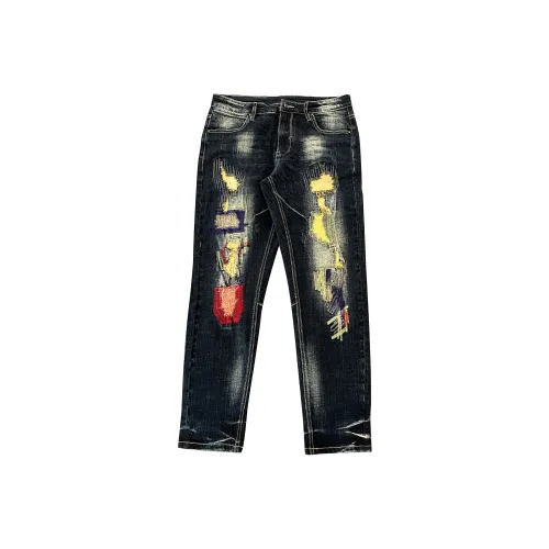 FAIRWHALE Jeans Spring And Summer Unisex Patch Black