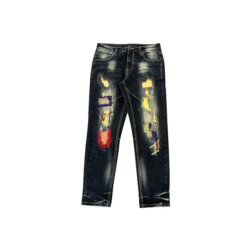 FAIRWHALE Jeans Spring Summer Unisex Patch Black-0