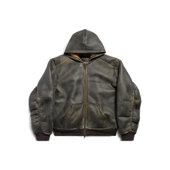 Balenciaga Shearling Zip Up Large Fit Hoodie