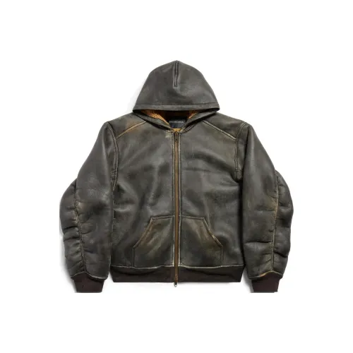 Balenciaga Shearling Zip Up Large Fit Hoodie