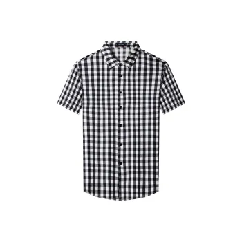 PIERRE CARDIN Shirt Men's Black White Plaid