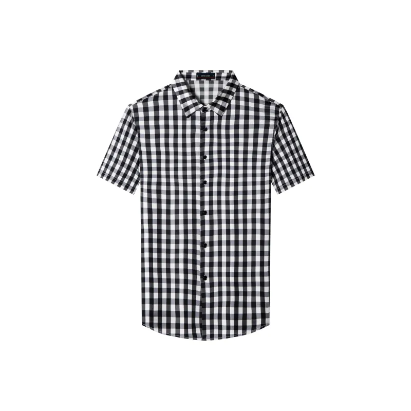 PIERRE CARDIN Shirt Men's Black White Plaid-0