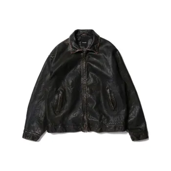 Beams FW24 Leather Jacket Men's Black