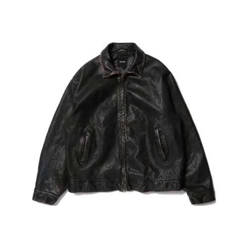 Beams FW24 Leather Jacket Men
s Black