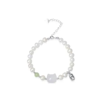 Asia Star Bracelets Pale Greenish White Jade Women's