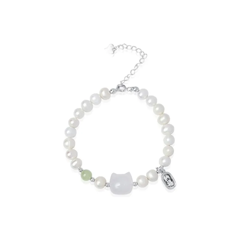Asia Star Bracelets Pale Greenish White Jade Women's-0