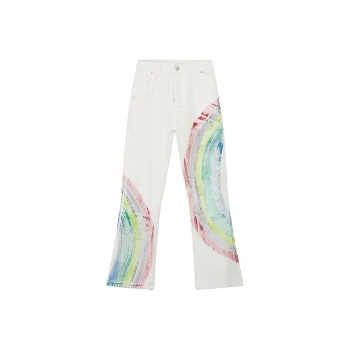 Voguo Relay Jeans Unisex Rainbow White