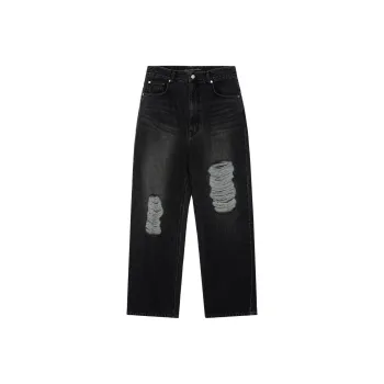 Rest&Recreation DESTROYED DENIM PANTS Jeans Unisex BLACK/Black