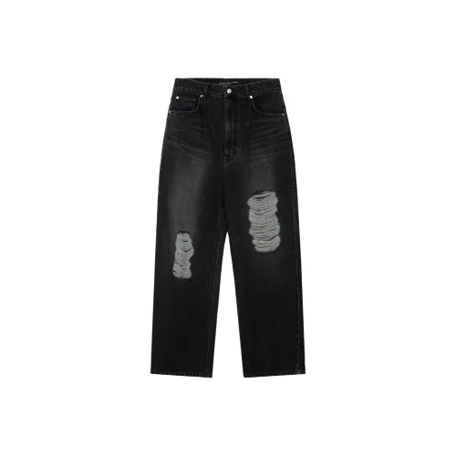 Rest&Recreation DESTROYED DENIM PANTS Jeans Unisex BLACK/Black