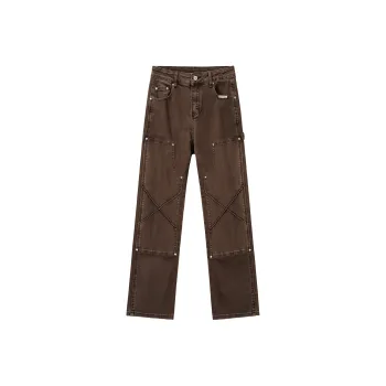 XINYINSU Denim Pants Unisex Coffee