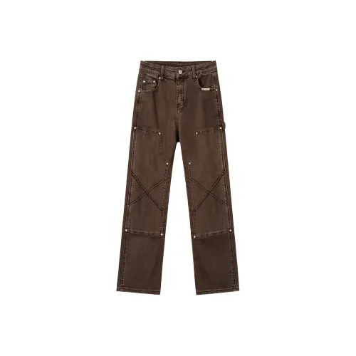 XINYINSU Denim Pants Unisex Coffee