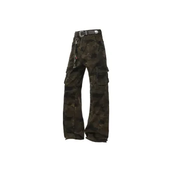 HOKLV SS25 Jeans Unisex Jungle Camouflage