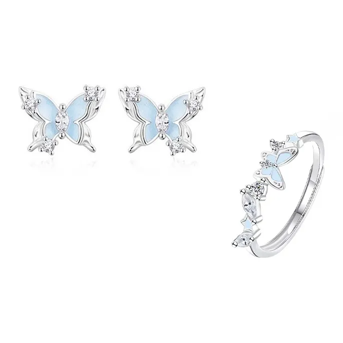 Ryukyu Adjustable Open Ring Stud Earrings Women's-5