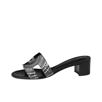 HERMES Oasis Slip Resistant Slide Slippers 5cm Women's Black