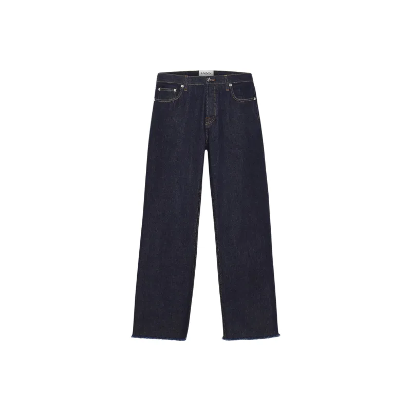 Lanvin Straight Leg Frayed Hem Jeans-0