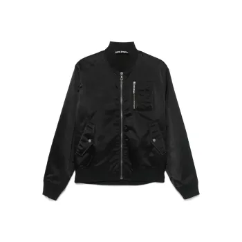 PALM ANGELS Curved Logo Zipped Bomber Jacket
