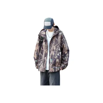Yalu Jackets Coats Unisex Maple Leaf Black